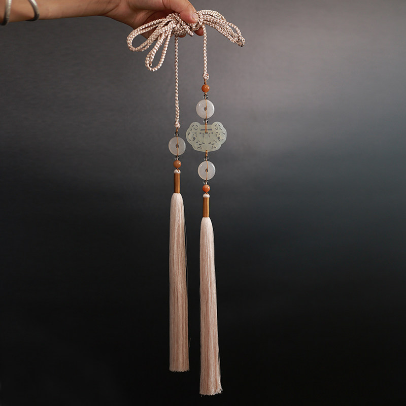 云端-原创现货宫绦汉服明制道袍长衫岫玉丝绦腰绳配饰长流苏男女