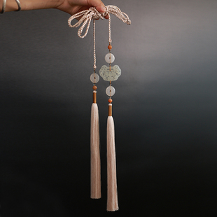 云端-原创现货宫绦汉服明制道袍长衫岫玉丝绦腰绳配饰长流苏男女