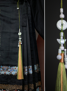 秋山络-汉服玉佩古风翡翠禁步襟步腰坠流苏国风挂件腰饰压裙坠穗