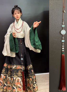 高档汉服禁步腰佩翡翠流苏宫绦穗