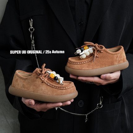 儿童皮鞋秋季新款复古风挂件女童勃肯鞋软底真皮男童鞋子宝宝单鞋