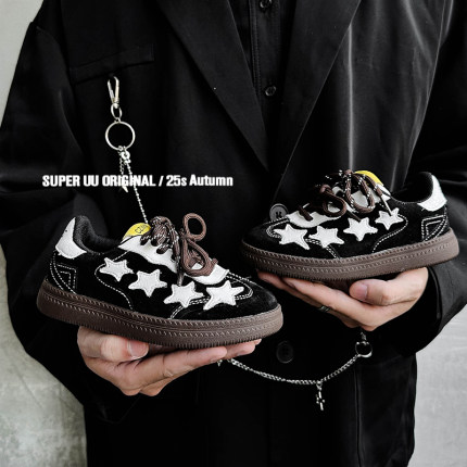 秋季新款星星女童板鞋真皮儿童鞋软底魔术贴男童运动鞋校园休闲鞋