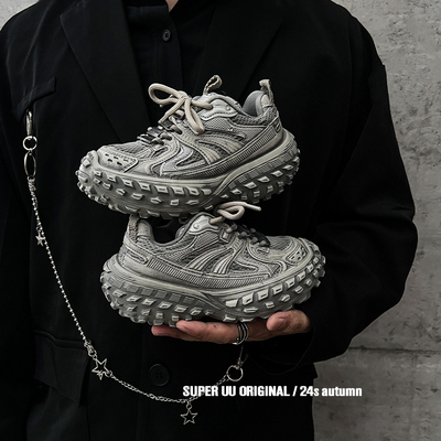 巴黎儿童擦色做旧老爹鞋