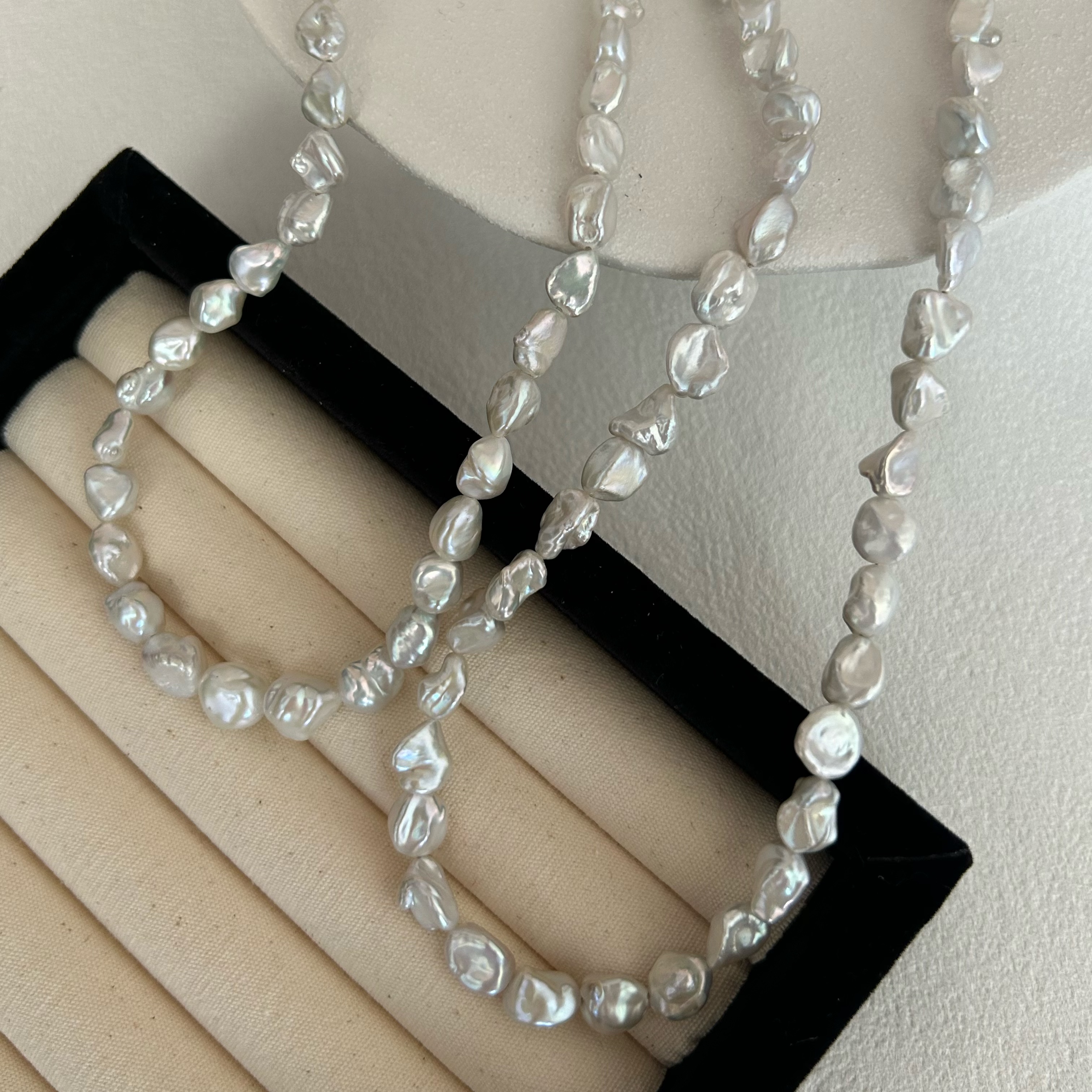 天然碎银子keshi不规则珍珠项链