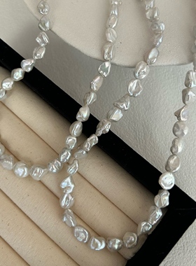 天然碎银子keshi不规则珍珠项链