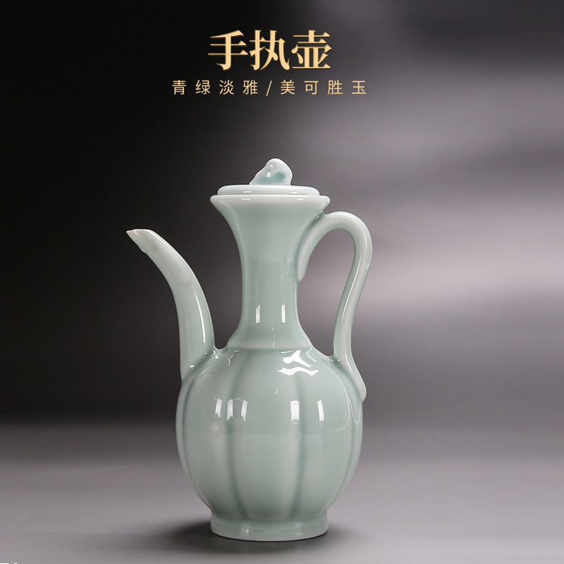 仿宋执壶陶瓷点茶工具手执壶汤瓶茶酒壶宋代斗茶比赛培训练习茶壶