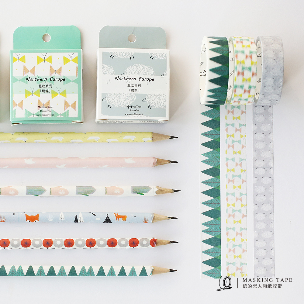 小清新和纸胶带 北欧系列 可爱极简装饰 15mmx7m 12款入