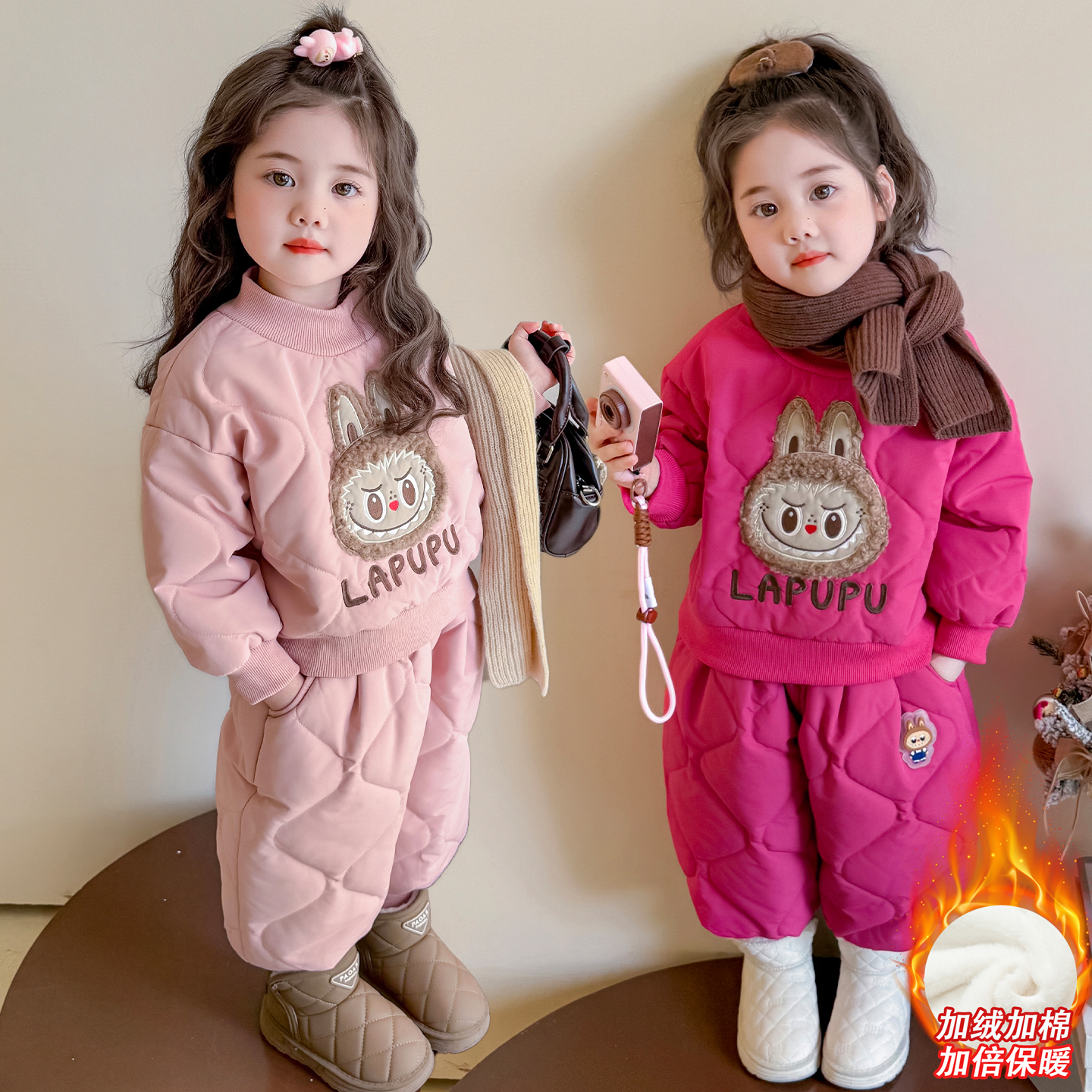 女童套装冬装新款夹棉儿童外套