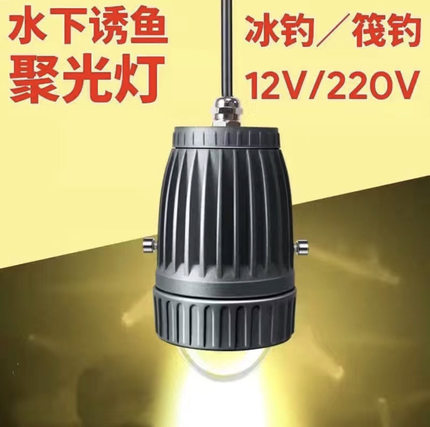 筏钓翘嘴灯水下诱鱼灯12/220V两用黄光聚光灯桥钓灯夜钓灯集鱼灯