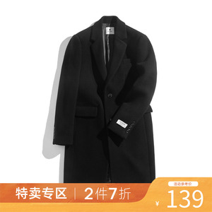 gxgjeans男装冬季新款男士黑色长款大衣JA126135G