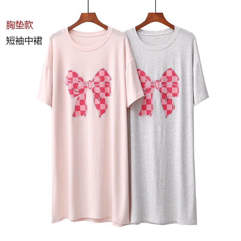 女式带胸垫夏季莫代尔睡裙