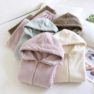 时尚洋气家居服女可外穿秋冬季摇粒绒休闲运动2025新款情侣男睡衣