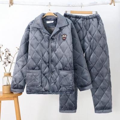 冬季男士三层夹棉加厚棉袄睡衣