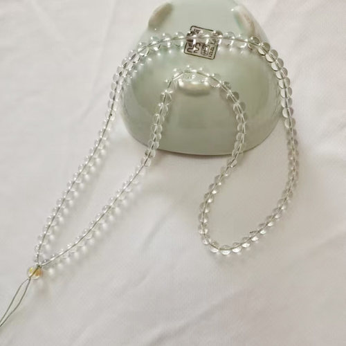 天然白水晶饰品吊绳自家手工编织