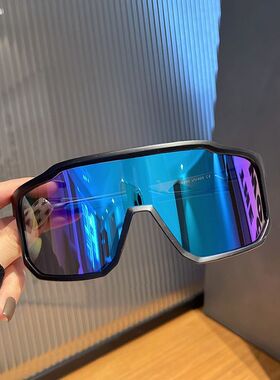 复古超大框户外骑行防风运动墨镜男女登山滑雪太阳镜炫彩反光镜片