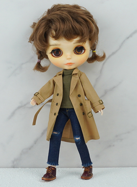 长款风衣甘蔗体Blythe小布ob27ob24雏菊30娃衣睹尔二代外套
