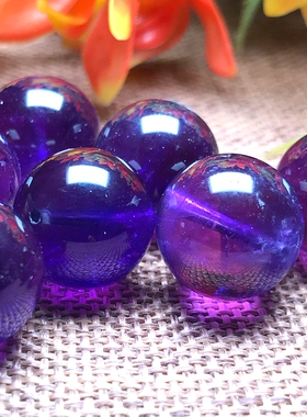 精品天然紫水晶单珠配件乌拉圭深紫色穿手链手工制作DZP--A---001