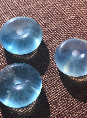 天然海蓝宝平安扣吊坠冰种男女款