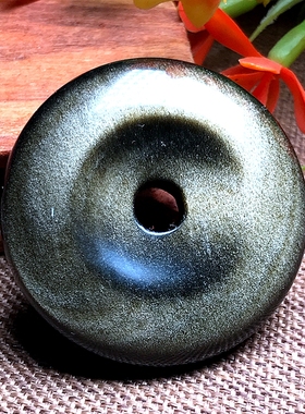 天然金曜石平安扣吊坠民族风大号