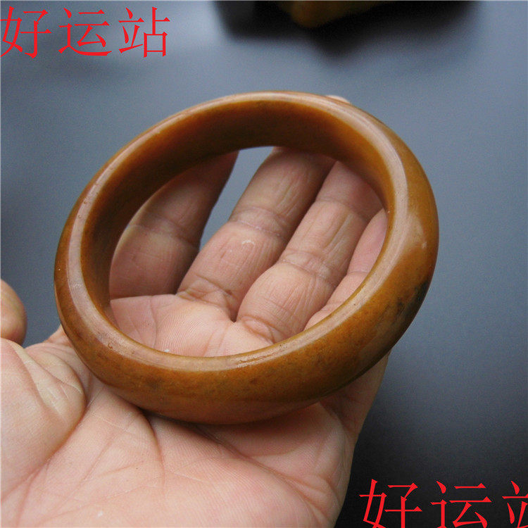 促销新款女生玉饰品时尚黄龙玉盈江料贵妃手镯黄蜡石玉镯子收藏品