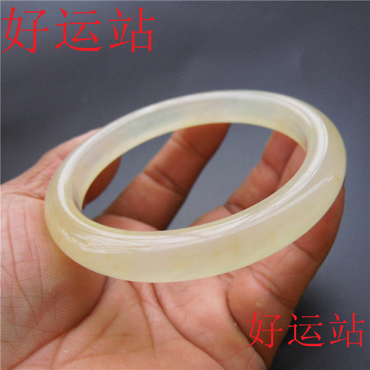 促销新款黄龙玉女生手镯黄蜡石玉环时尚手工珠宝首饰宝石手饰玉镯
