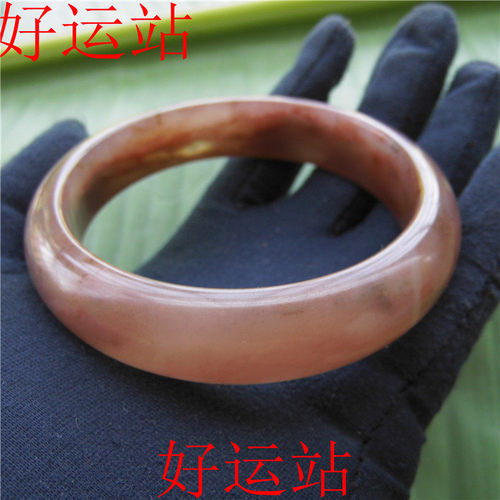 新品黄龙玉女士俏色玉镯子时尚手工玉佩黄蜡石手镯原石色泽手饰品