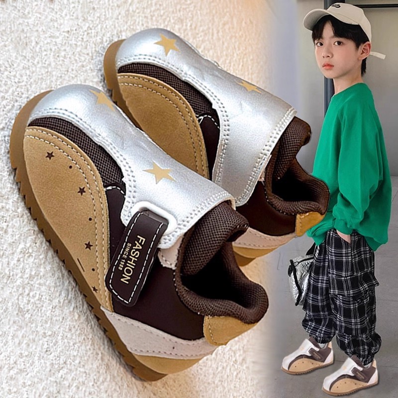 秋季儿童低帮板鞋中大童皮面男童