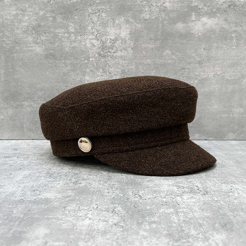 咖啡色ins帽韩国款秋冬英伦风报童帽设计师款鸭舌帽女士画家帽子
