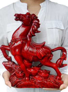 马摆件风水红木质马到成功装饰品