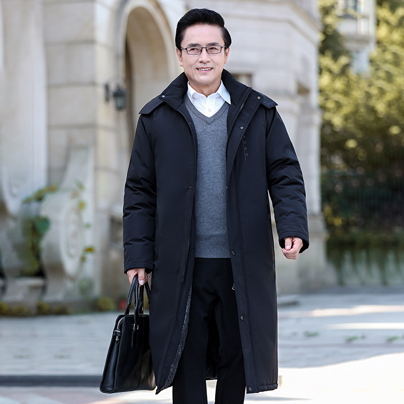 冬季中老年人过膝加绒加厚大衣保暖防寒棉服爸爸装长款外套