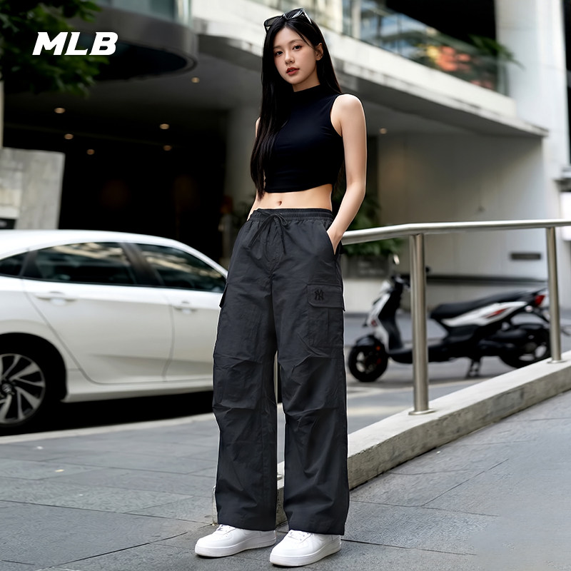 MLB女NY凉感防泼水阔腿运动长裤图片