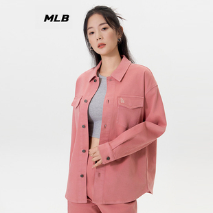 MLB秋季新款男女情侣后背图案学院风牛仔衬衫外套3ADRV0154