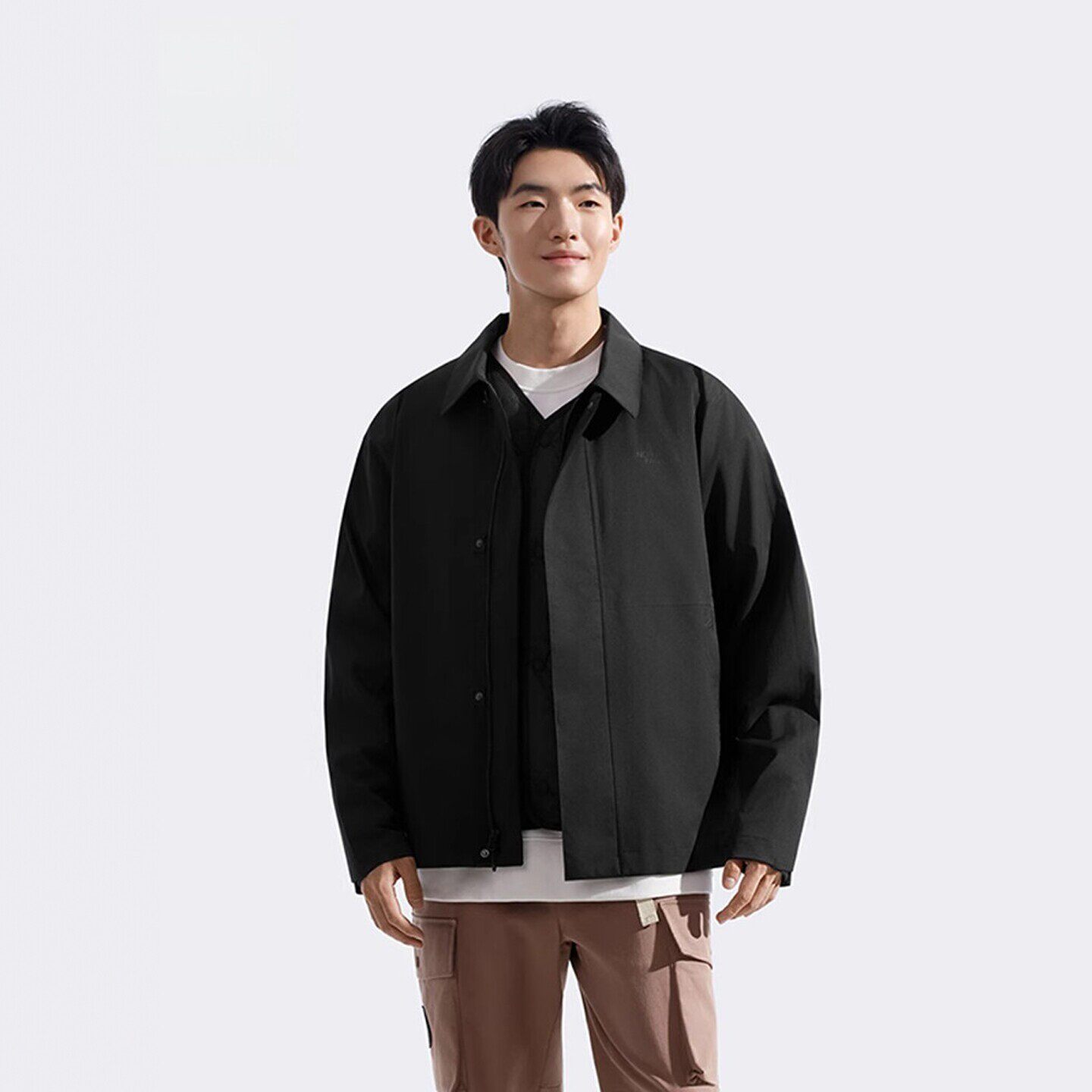 北面男秋冬防泼水保暖二合一棉服