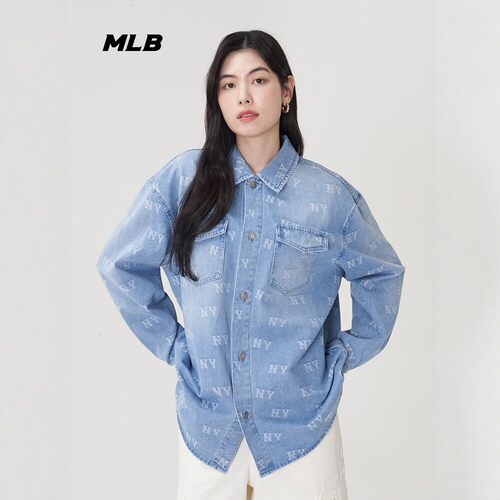 MLB新款男女NY老花牛仔衬衫外套