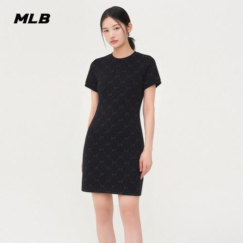 MLB女NY老花修身运动连衣裙