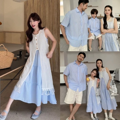 三亚旅游度假连衣裙亲子装全家装