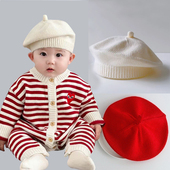 婴儿帽子秋冬款 贝雷帽小宝宝毛线帽男女宝新生儿针织帽小月龄冬季