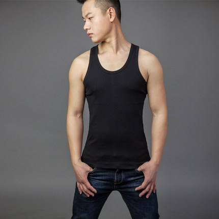 纯白色背心男修身美体紧身居家服精梳螺纹全棉内搭外穿纯棉跨栏黑