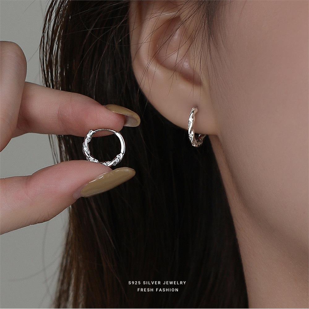 s925纯银微镶锆石耳环女