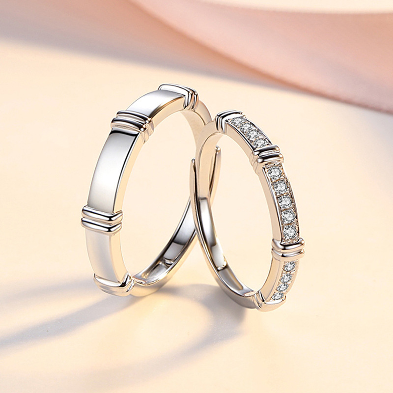 青梅竹马纯银情侣戒指一