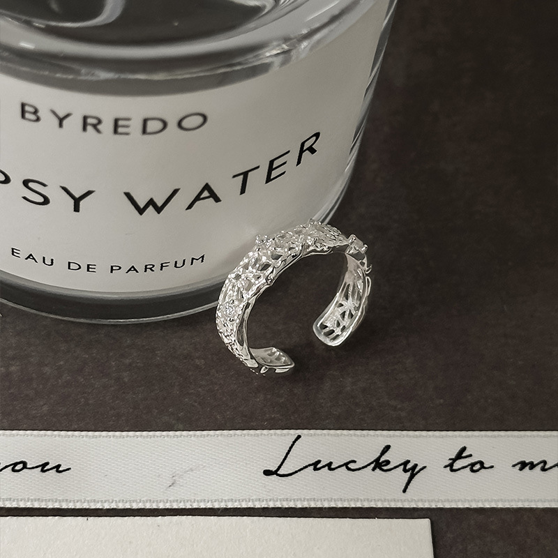 S925银蕾丝镂空戒指女时