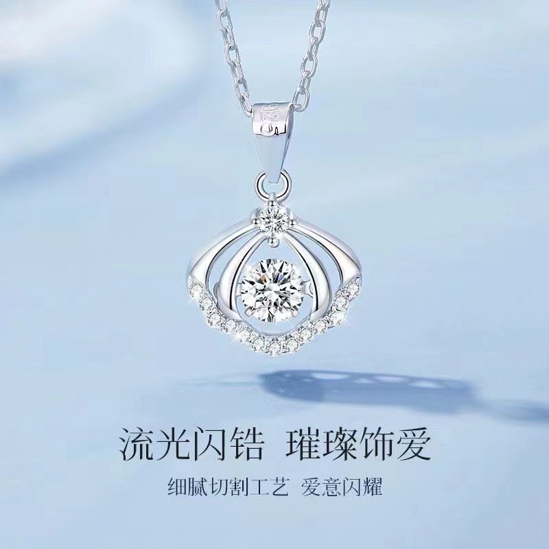 跳动的一贝子925银项链女