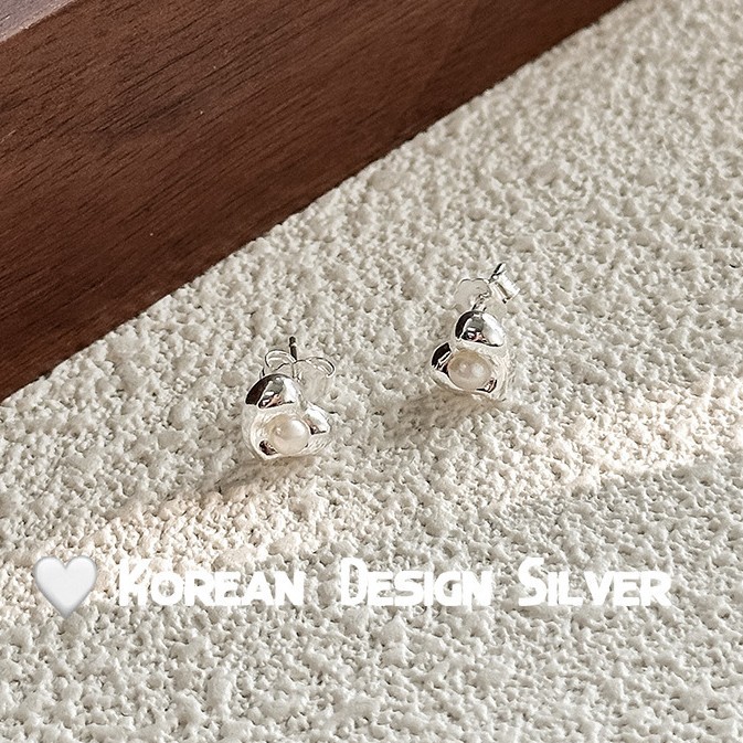 S925纯银爱心珍珠耳钉女
