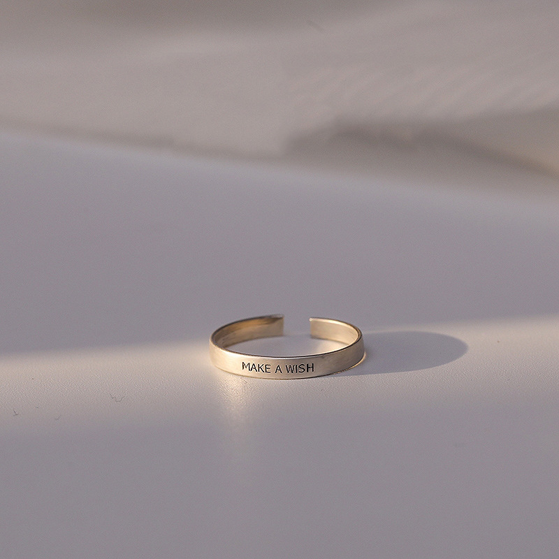 925纯银英文戒指设计感可