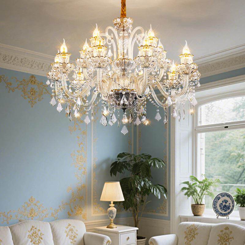 客厅水晶灯卡拉别墅灯巴卧室餐厅欧式轻奢简约灯吊灯现代蜡烛