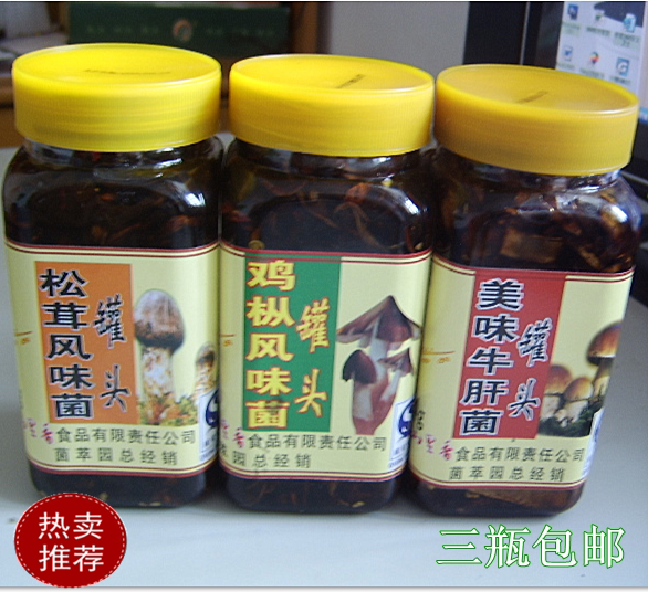 油炸鸡枞牛肝菌方便即食麻辣下饭菜云南特产野生菌 3瓶包邮更实惠