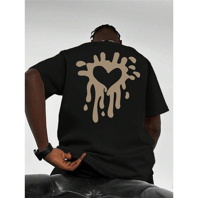HeartPrintDropShoulderSleepTee