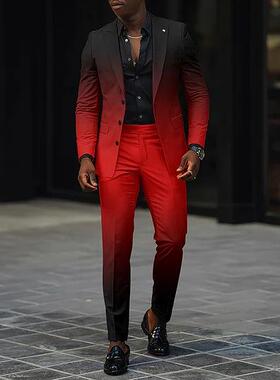 Men's Business Solid Color Contrast Trim Lapel Blazer &