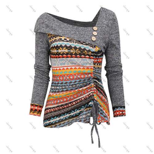 New Women's Autumn Winter Ethnic Pattern Patchwork
