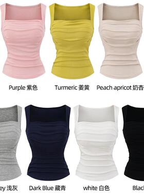 Women's Solid Color Square Neck Top, Minimalist Elegant